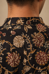 SEHER : Blockprint Half-Sleeve henley shirt