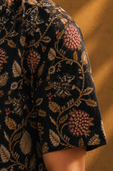 SEHER : Blockprint Half-Sleeve henley shirt