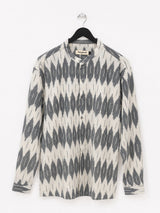 SMOKE : Ikat Grey & Half White Full-sleeve Shirt