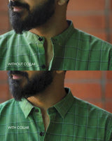Ivy : Handwoven Cotton Green checks Full-sleeve Shirt