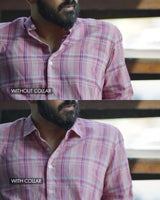 Wander : Handwoven Cotton Pink Checks Full-sleeve Shirt