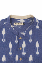 HEATHER : Ikat English Blue Knee-Length Kurta