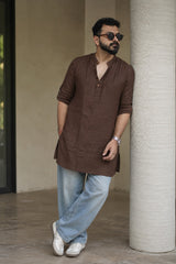 MOCHA : Brown Handwoven Cotton Kurta