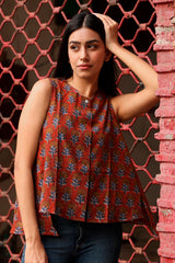 AISHA Hand-Blockprinted floral Top