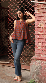 AISHA Hand-Blockprinted floral Top