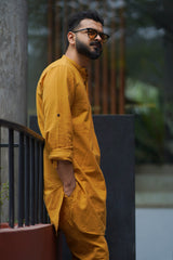 AMBER : Mustard Handwoven Cotton Kurta