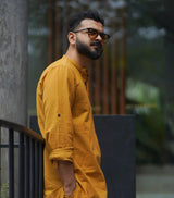 AMBER : Mustard Handwoven Cotton Kurta