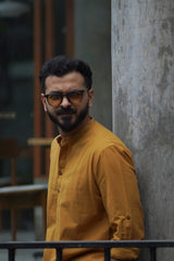 AMBER : Mustard Handwoven Cotton Kurta