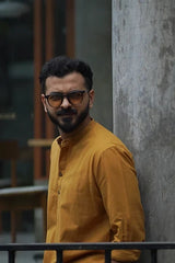 AMBER : Mustard Handwoven Cotton Kurta Set