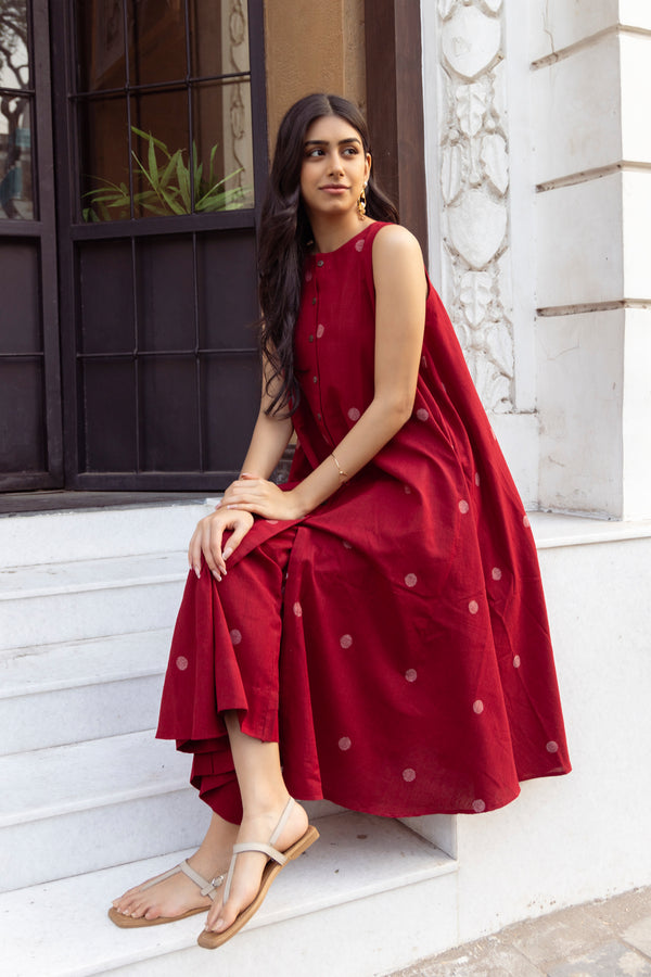 Arya Jamdani Deep Red Co-ord Set