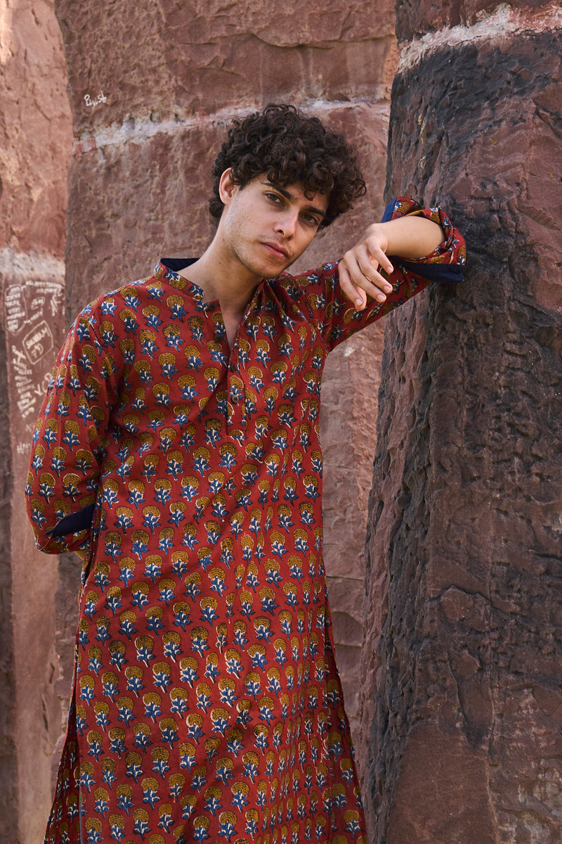 Astra : Blockprint Knee-Length Kurta