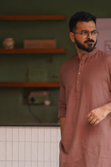 CLAY : Dull Mauve Handwoven Cotton Kurta
