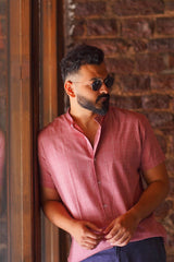 Dusk : Cotton Light Pink Half-sleeve Shirt