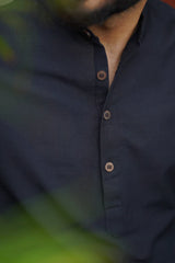 FLINT : Black Handwoven Cotton Kurta