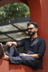 FLINT : Black Handwoven Cotton Co-ord Set