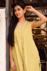 Geet: Chanderi Lime green Co-ord Set