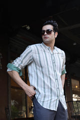 GRAPH : Handwoven Cotton White Full-Sleeve Shirt