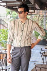 GRAPH : Handwoven Cotton White Full-Sleeve Shirt