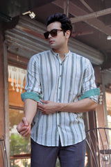 GRAPH : Handwoven Cotton White Full-Sleeve Shirt