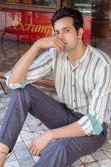 GRAPH : Handwoven Cotton White Full-Sleeve Shirt