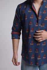 HANS : Blockprint Short Kurta