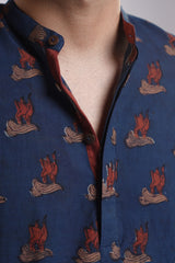 HANS : Blockprint Short Kurta