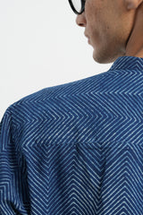 Dhaar - Indigo Dabu Blockprint Half-Sleeve shirt