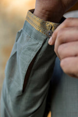 MEGHAM : Mangalgiri Cloudy Grey Knee-Length Kurta