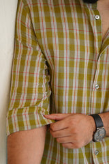 Melon : Handwoven Cotton Green Full-sleeve Shirt