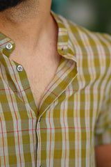 Melon : Handwoven Cotton Green Full-sleeve Shirt