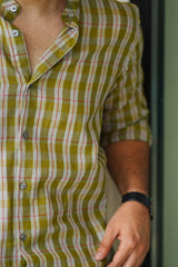 Melon : Handwoven Cotton Green Full-sleeve Shirt