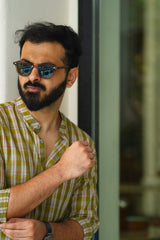 Melon : Handwoven Cotton Green Full-sleeve Shirt