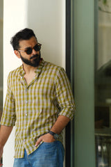 Melon : Handwoven Cotton Green Full-sleeve Shirt