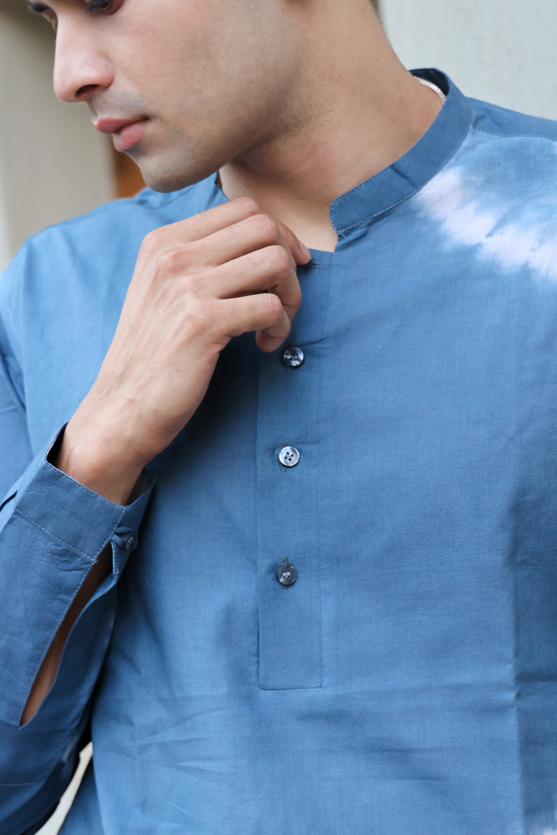 Meraki : Tie & Dye English Blue Knee-Length Kurta