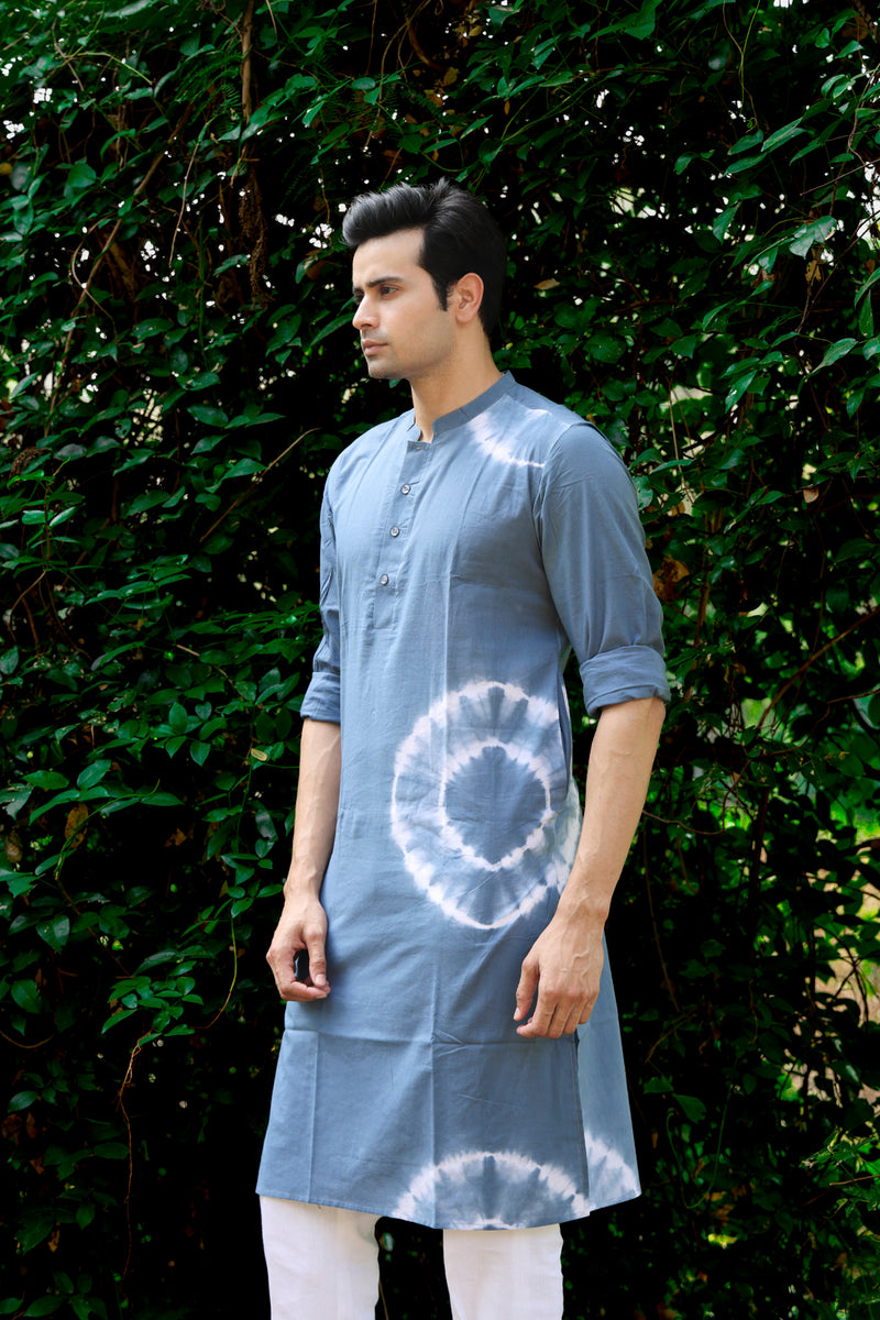 Meraki : Tie & Dye English Blue Knee-Length Kurta