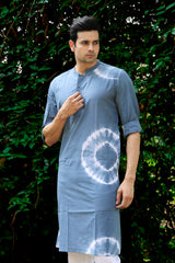 Meraki : Tie & Dye English Blue Knee-Length Kurta