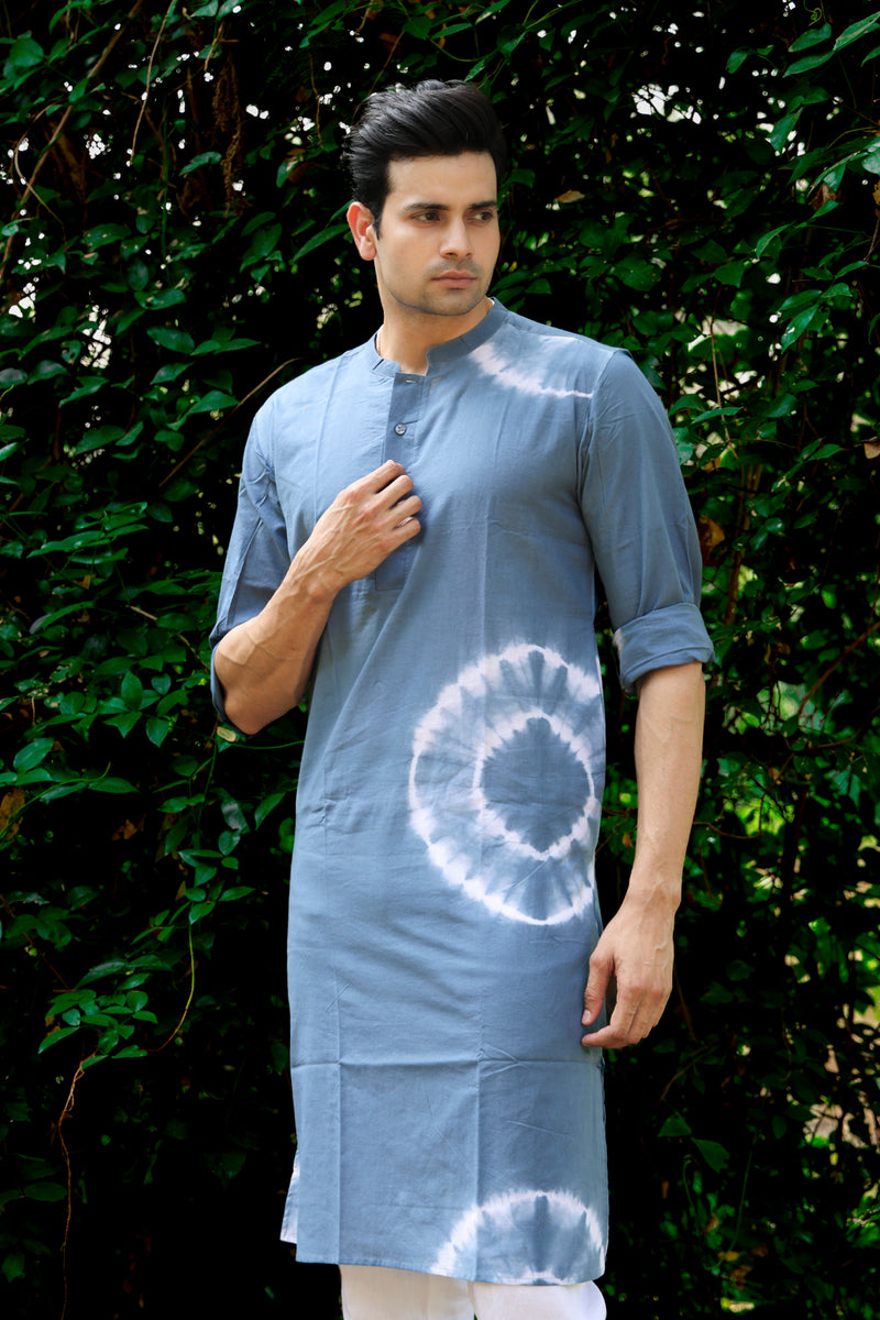 Meraki : Tie & Dye English Blue Knee-Length Kurta
