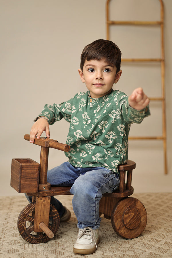 Mini Abeer : Floral Blockprint Short Kurta