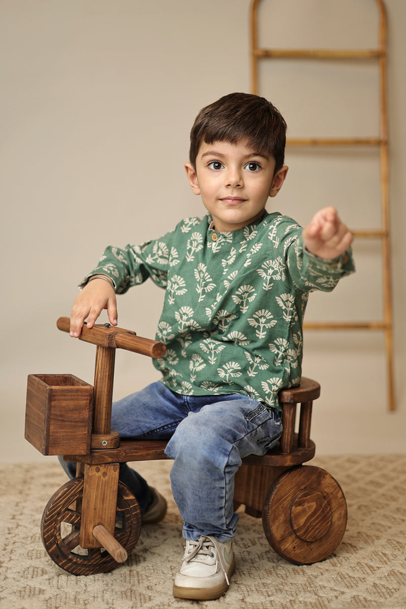 Mini Abeer : Floral Blockprint Short Kurta