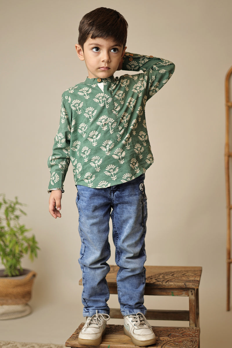 Mini Abeer : Floral Blockprint Short Kurta