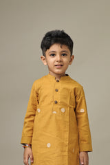 Mini Ananda : Muted Mustard Jamdani Kurta set
