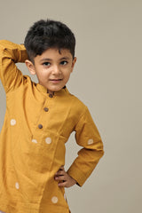 Mini Ananda : Muted Mustard Jamdani Kurta set