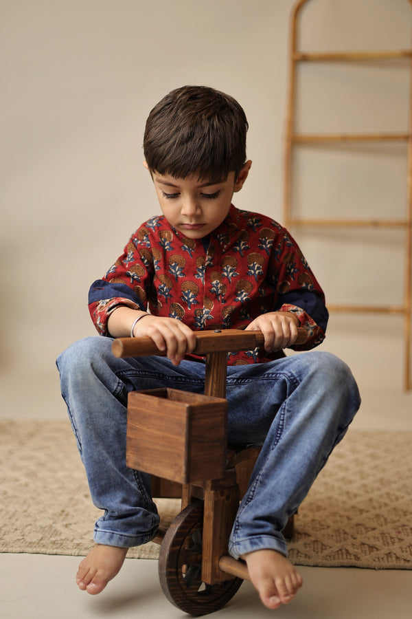 Mini Rudra : Floral Blockprint Short Kurta
