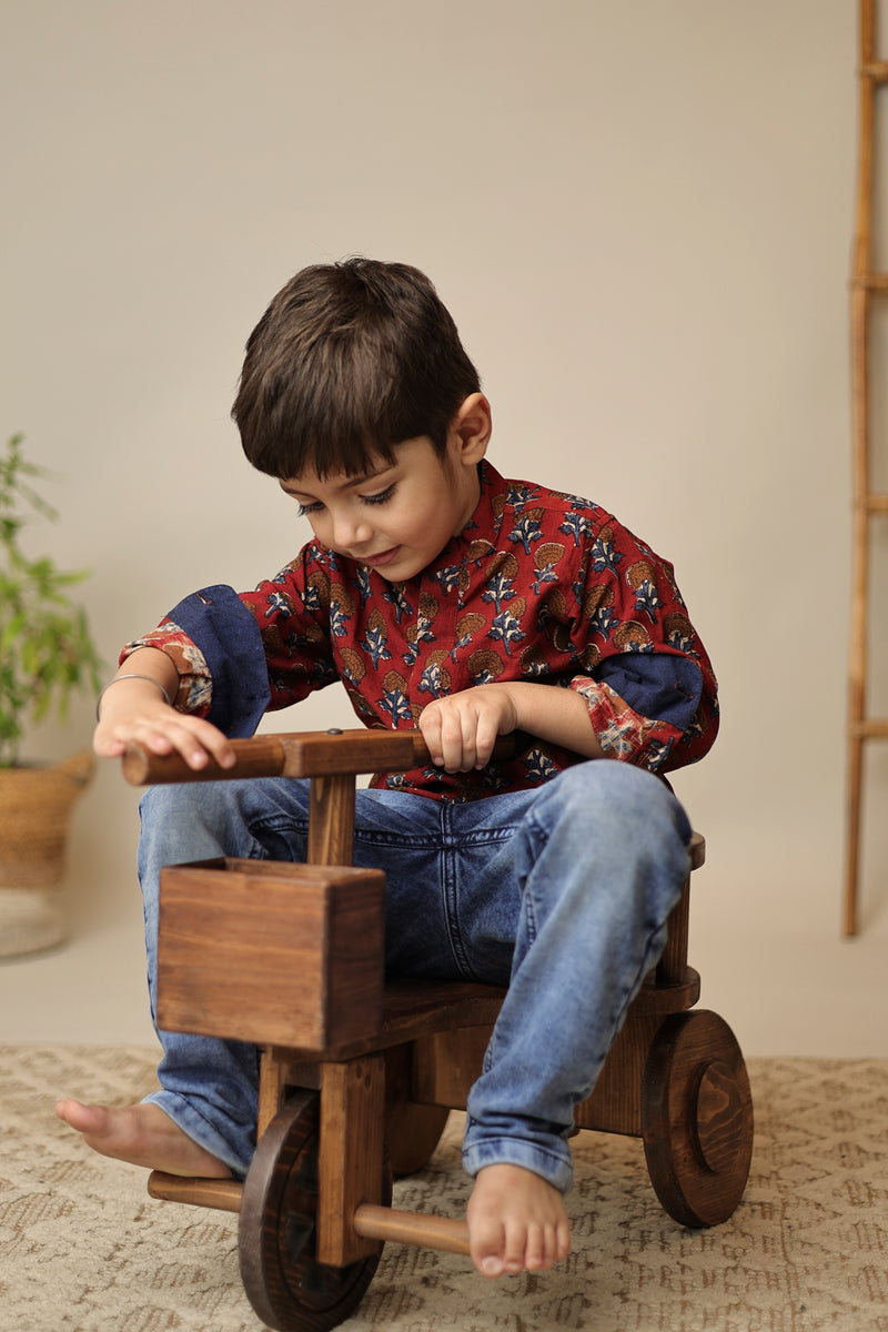 Mini Rudra : Floral Blockprint Short Kurta