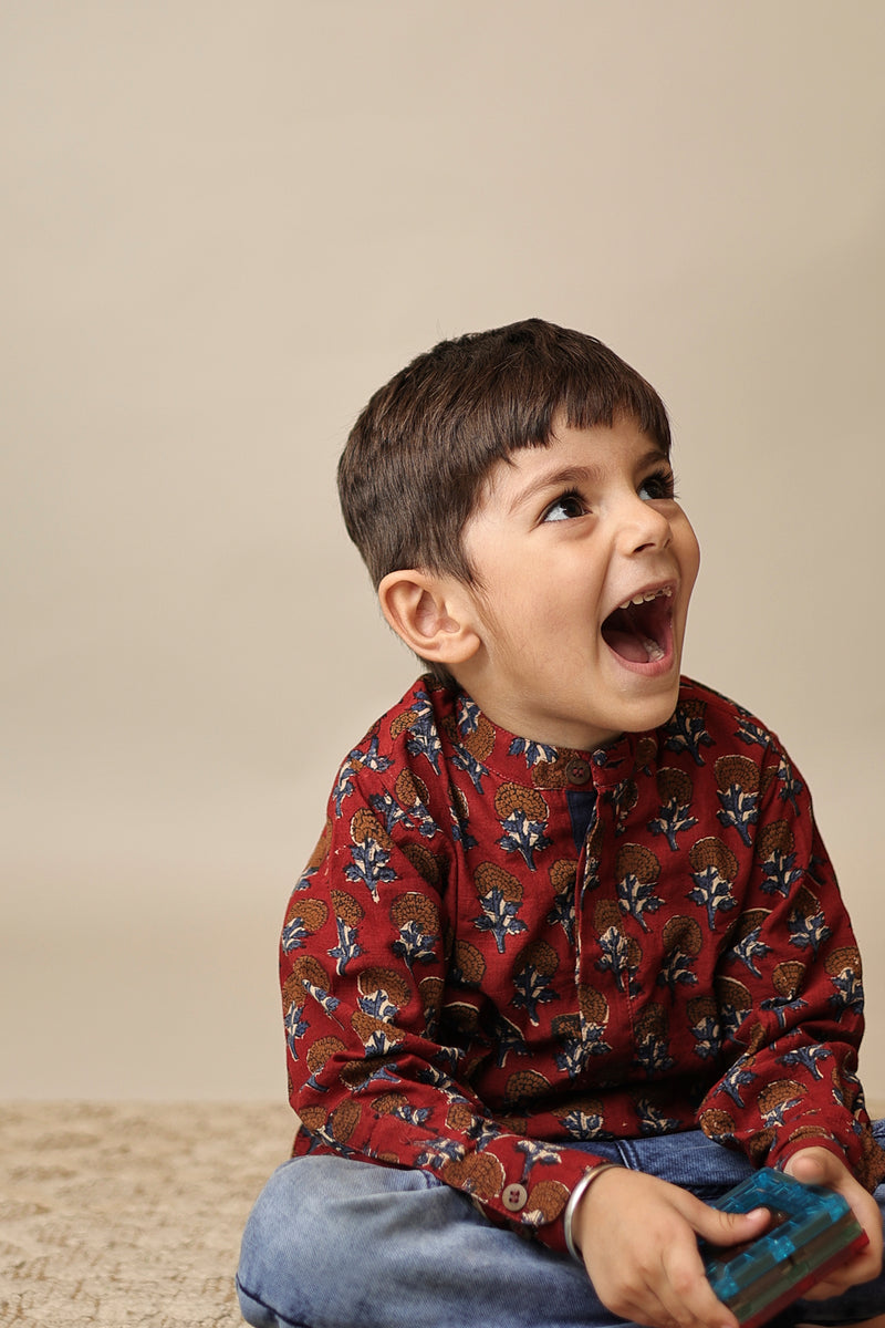 Mini Rudra : Floral Blockprint Short Kurta