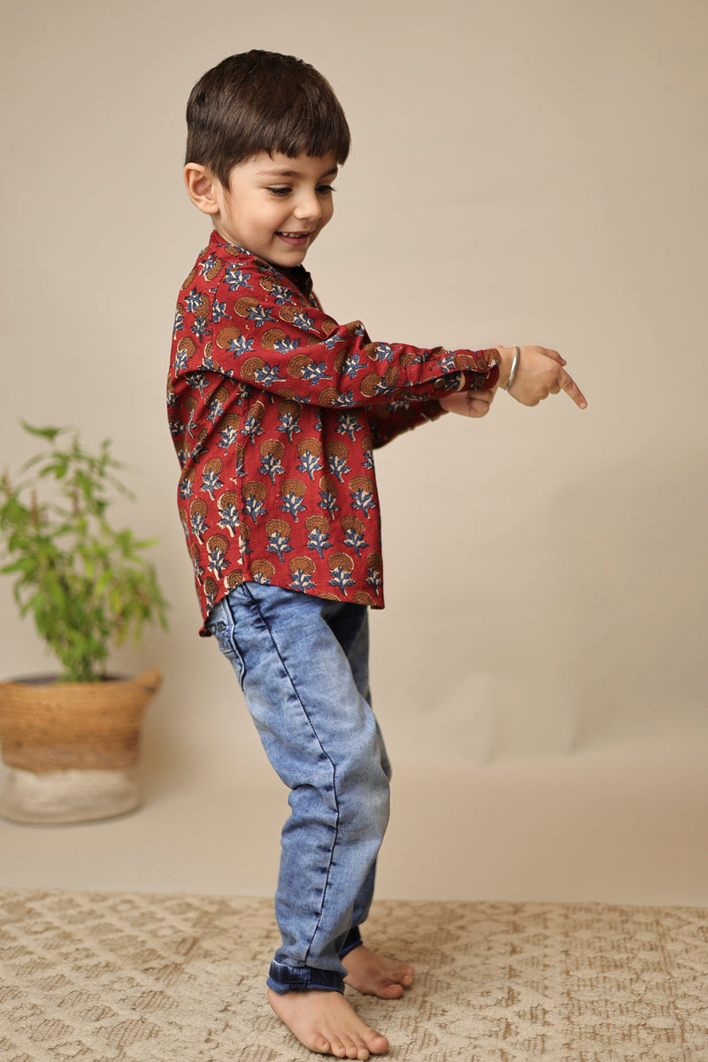 Mini Rudra : Floral Blockprint Short Kurta