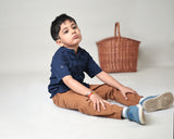 Mini Samudra : Jamdani Navy Blue Half-sleeve Shirt