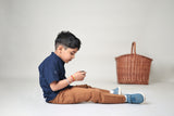 Mini Samudra : Jamdani Navy Blue Half-sleeve Shirt