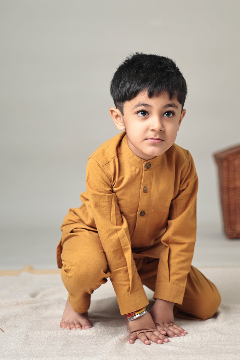 MINI AMBER : Handwoven Cotton Kurta set