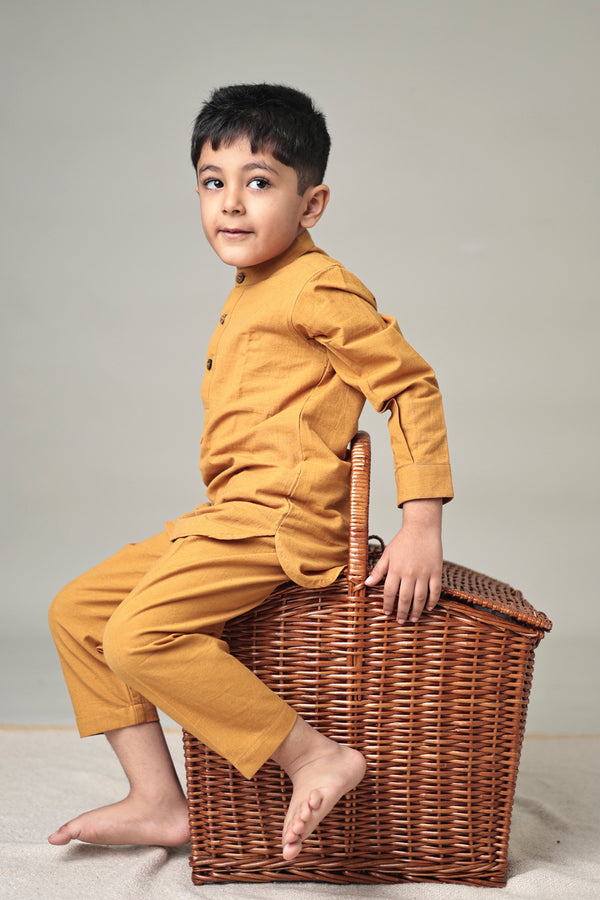 MINI AMBER : Handwoven Cotton Kurta set
